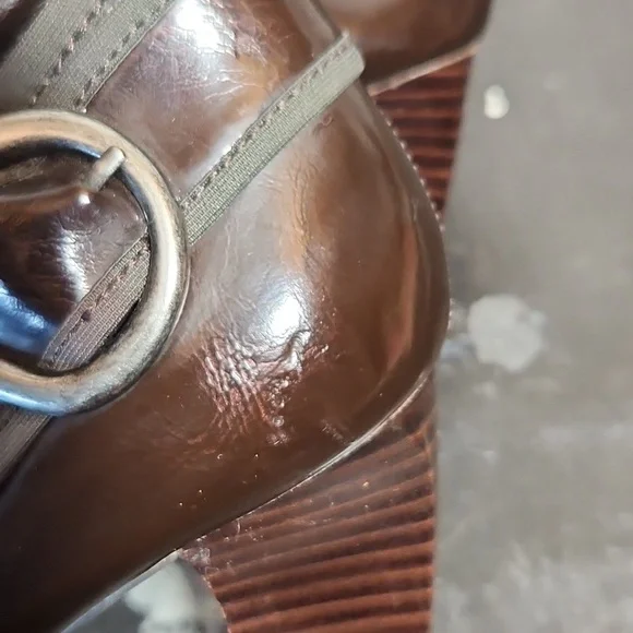 FRANCO SARTO Man Made Thin Patent Pull On Buckle Detail Heelwd Boot 7.5M - Picture 15 of 16